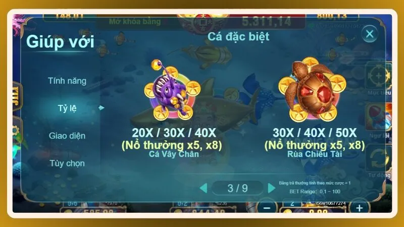 Cá lớn thường đi kèm giá trị thưởng cao hơn trong từng màn chơi