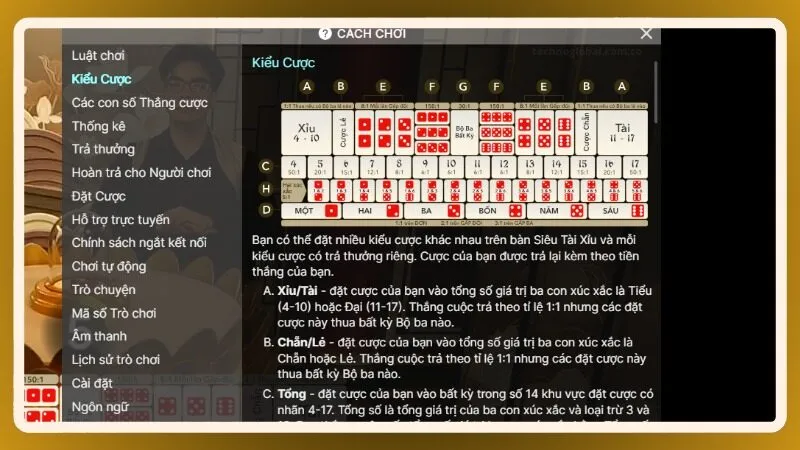 Người chơi có thể theo dõi kết quả ngay sau khi xúc xắc dừng lại